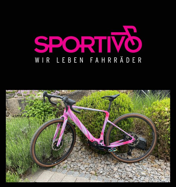 Sportivo Logo über dem Centurion E-Gravelbike von Sylvia Ringeisen, Ausfahrt am 17. September 2026